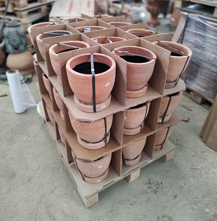 Mexican clay pots on pallet